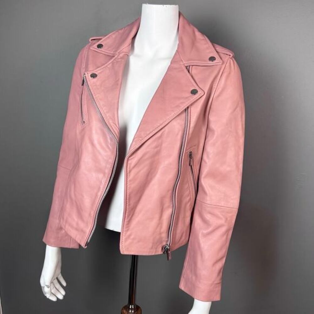 Mango leather jacket XS Dusty Rose‎ Pink Moto Motorcycle barbiecore western